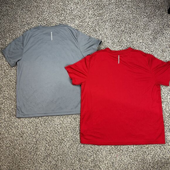Athletic Works DriWorks Knit Shirt Mens Sz L /XL Gray Red Short Sleeve Crew Neck - Picture 2 of 15
